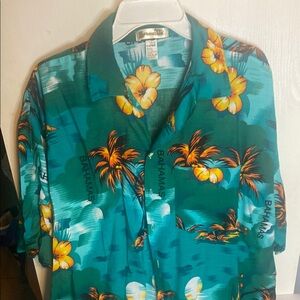 Shoreline Green and Orange Casual Button Down Shirt